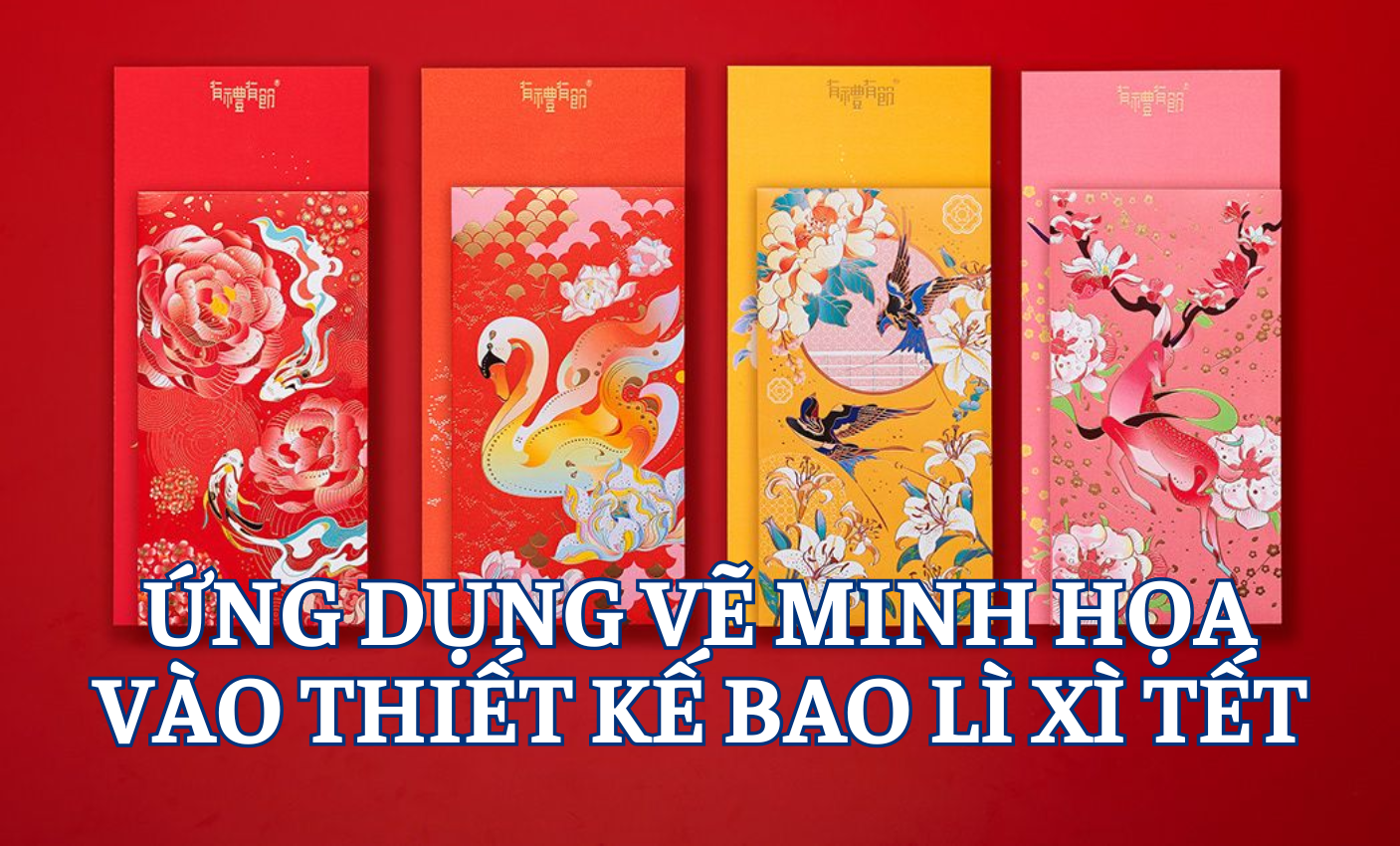Ứng dụng vẽ minh họa vào thiết kế bao lì xì Tết